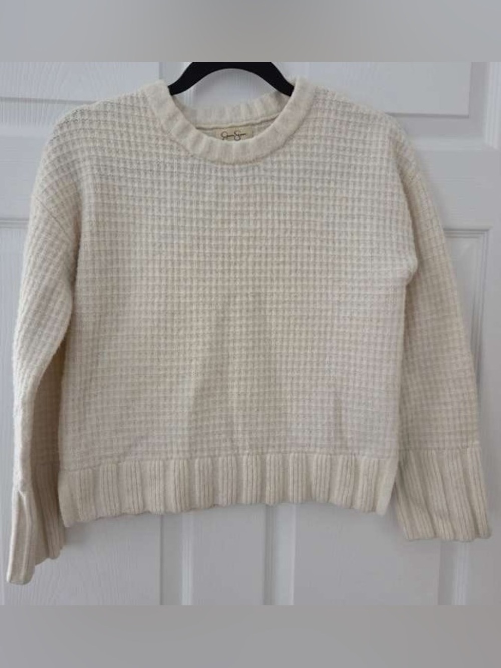 Jessica Simpson Cream Waffle Knit Crew Sweater
